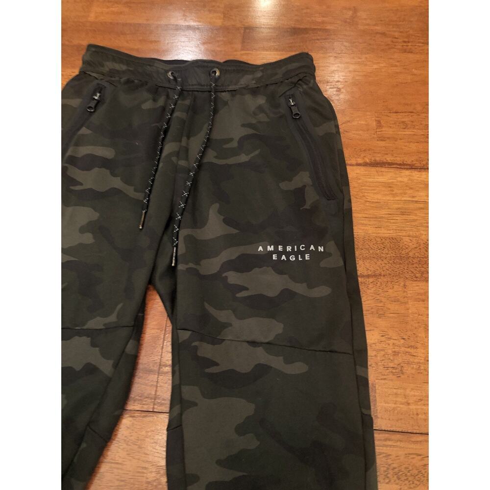 American Eagle AE FLEX Knit Joggers Men’s XS Green Camo Activewear Pants Pockets - Picture 2 of 9